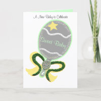 New Baby Congratulations Green Yellow Rattle