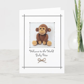New Baby Crochet Monkey Greetings Card Custom
