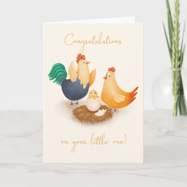 New Baby Cute Baby Chick Congratulations Card (Front)