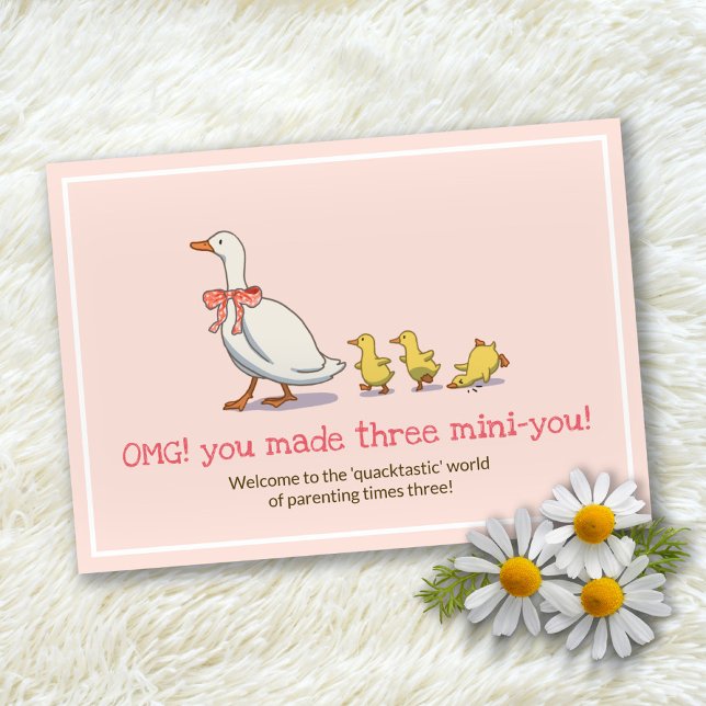New Baby Ducks Blush Pink Triplets Congratulations Card (New Baby Ducks Blush Pink Triplets Congratulations Card)
