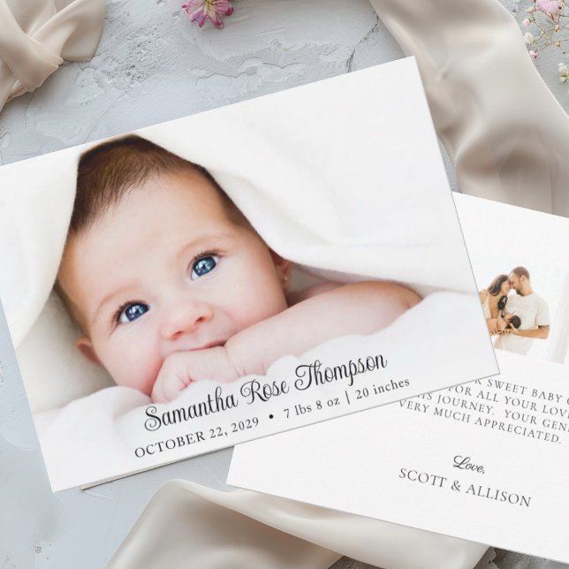 New Baby Elegant Photo Birth Announcement Card (Creator Uploaded)