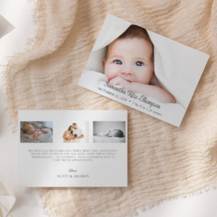 New Baby Elegant Script Photo Birth Announcement