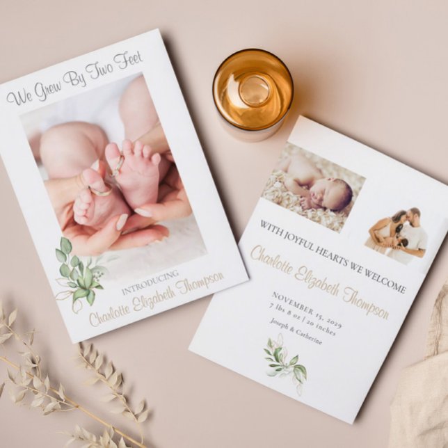 New Baby Eucalyptus Greenery Birth Announcement (Creator Uploaded)