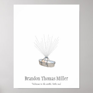 New Baby Fingerprint Balloon Guestbook - Blue