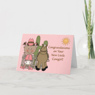 New Baby Girl and Pony Congratulations - Western Card
