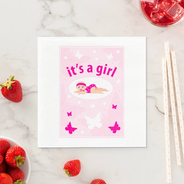 New Baby Girl Announcement Napkin (Creator Uploaded)