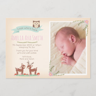 New baby girl announcement/thank you card