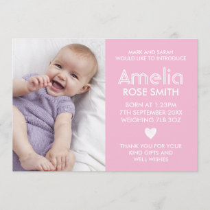 New baby girl announcement/thank you card