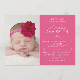 New baby girl announcement/thank you card