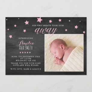 New baby girl announcement/thank you card