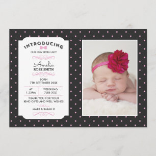 New baby girl announcement/thank you card