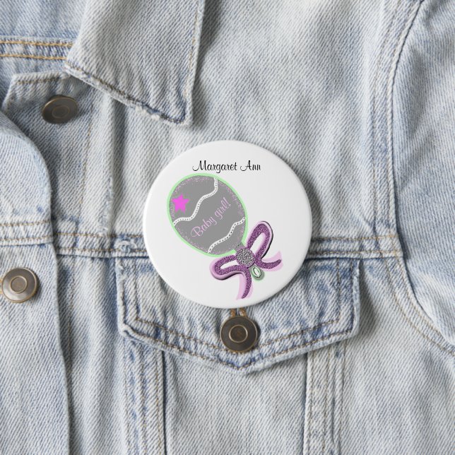New Baby Girl Button CUSTOMIZE NAME (In Situ)