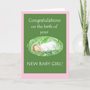 New Baby Girl Congratulations Card
