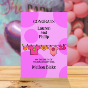 New Baby Girl Congratulations Customisable Card