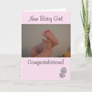 New Baby Girl Congratulations Pink Rattle Card