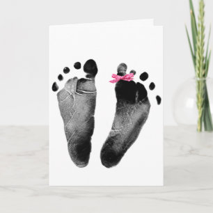 New Baby Girl Footprints On White Card