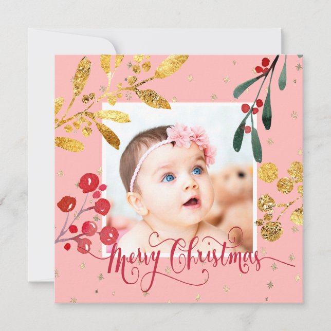 new baby girl Merry Christmas Holiday Card (Front)