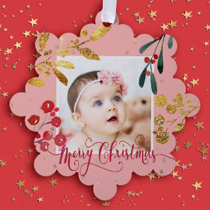 new baby girl Merry Christmas Tree Decoration Card