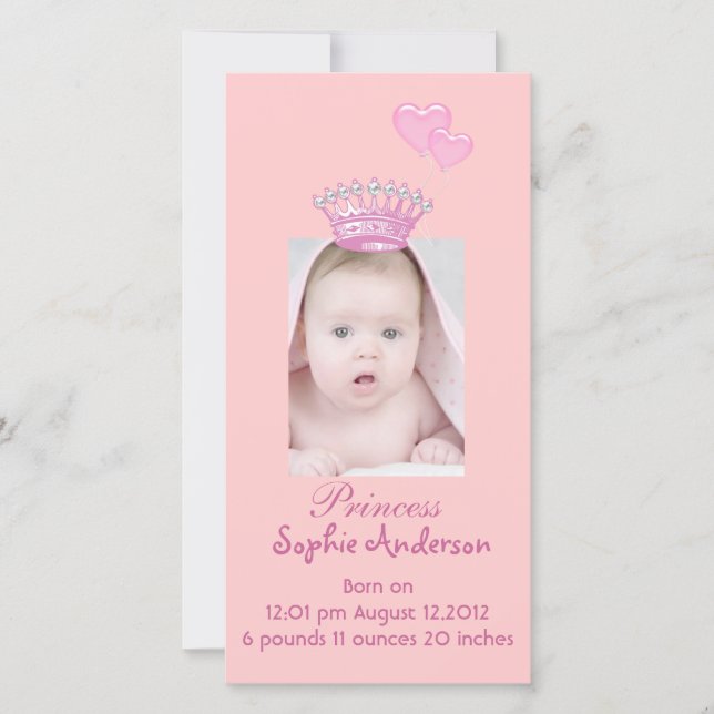 new baby girl photo modern Birth Announcement (Front)