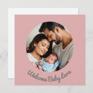 new baby girl pink, welcome birth announcement