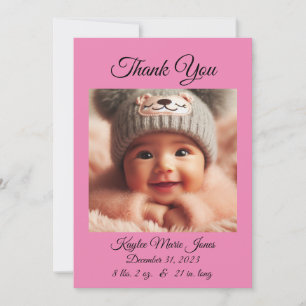 New Baby Girl Thank You Card/Announcement Invitation