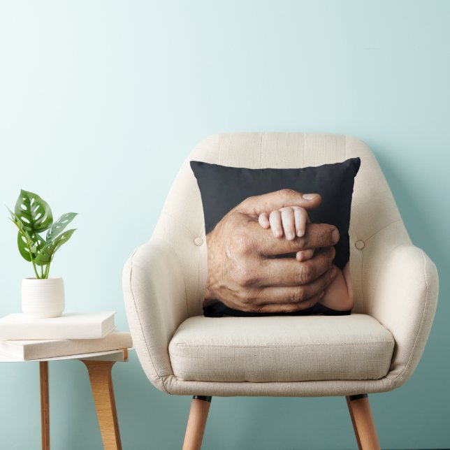New Baby in Daddy's Hands Cushion (Chair)