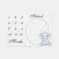 New Baby Infant Milestone Blue Elephant Photo