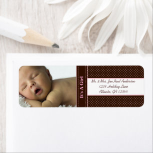 New Baby It's A Girl Brown & Pink Dots