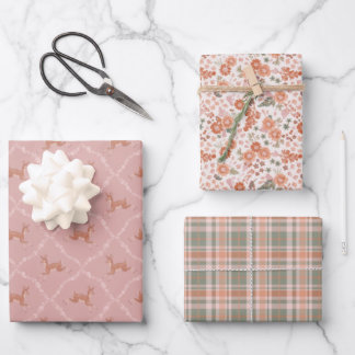 New Baby - Leaping Fawn in Pink Wrapping Paper Sheet