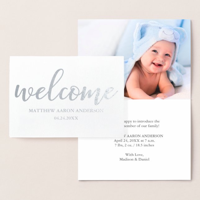New Baby Modern Announcement Silver (Display)