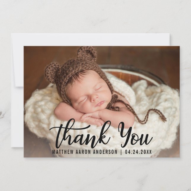 New Baby Modern Thank You Blk Card (Front)