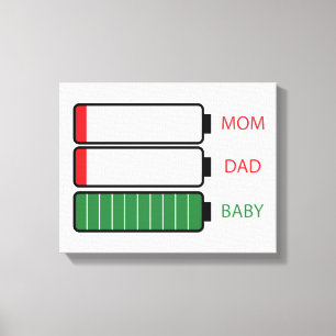 NEW BABY, MOM, & DAD Physical/Mental Battery Usage Canvas Print