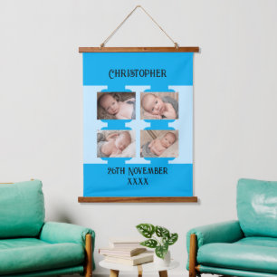 New baby name 4 photos date of birth blue hanging tapestry
