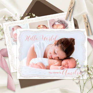 New Baby Newborn Girl Birth Stats 4 Photo Announcement