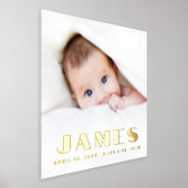 New baby newborn name date length weight photo foil prints (Laydown)
