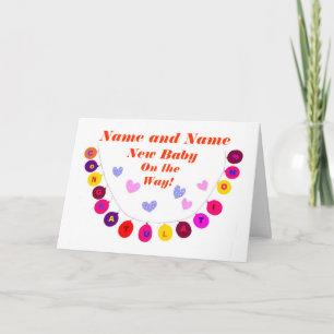 New baby on way, congratulations, Add Names front. Card