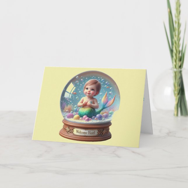 New Baby Personalised Mermaid Card (Front)