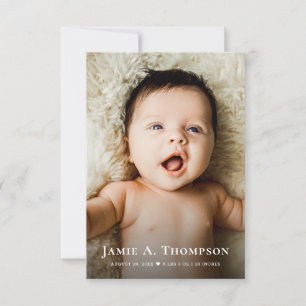 New Baby Photo small Thank you Heart Modern Birth Announcement