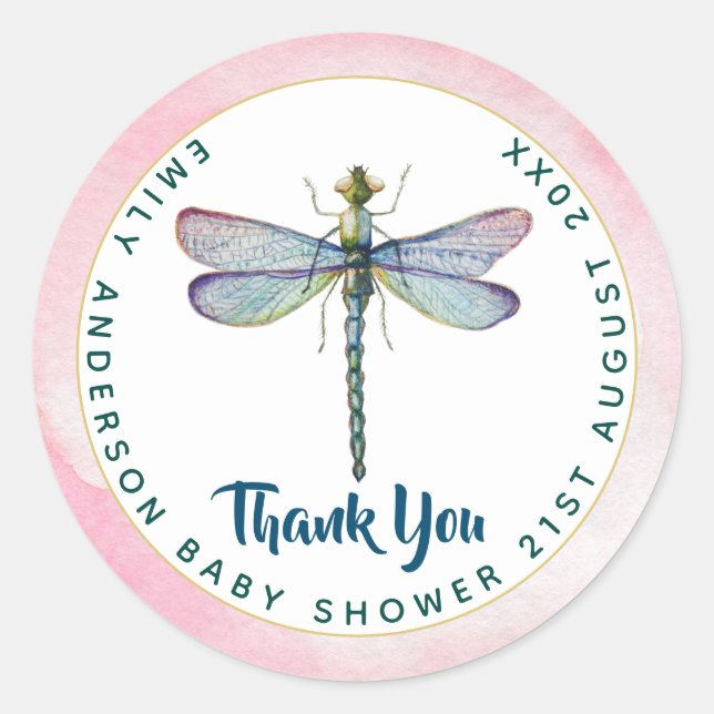New Baby Photo Thank You Cards Modern Budget Classic Round Sticker (Front)