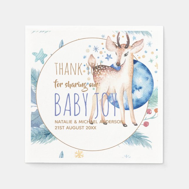 New Baby Photo Thank You Cards Modern Budget Napkin (Front)