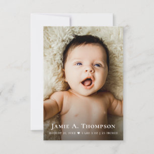 New Baby Photo Thank you Heart Modern Birth Announcement