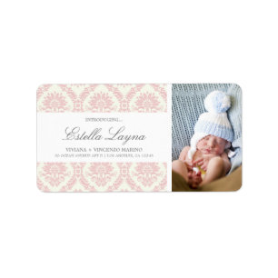 NEW BABY PINK DAMASK ADDRESS LABELS