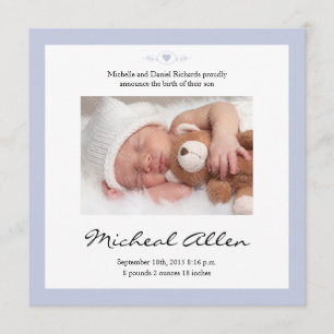 New Baby Poem Birth Announcement Blue