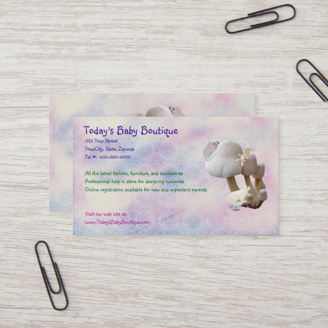 New Baby Products Business Card (Front/Back In Situ)