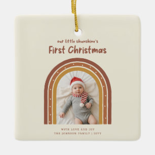 New Baby Rustic Arch Photo First Christmas Ceramic Ornament