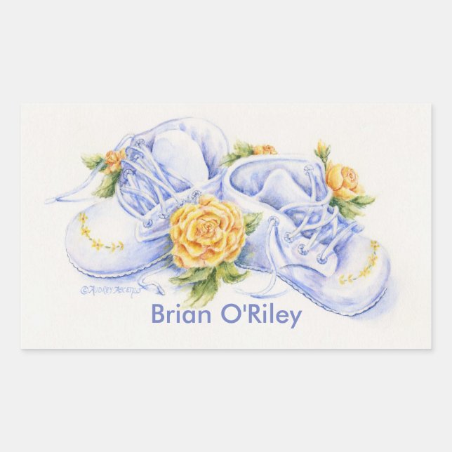 New Baby Stickers Baby Shoes With Yellow Roses (Front)
