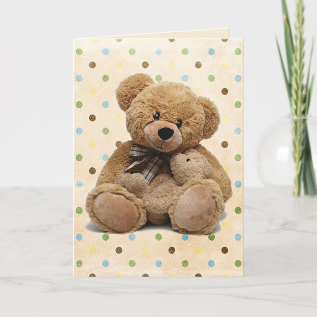 New Baby Teddy Bears On Polka Dots Card (Front)