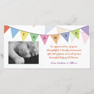 New Baby Thank You Appreciation Banner Photocard Card