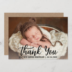 New Baby Thank You Blk Script Kraft Card