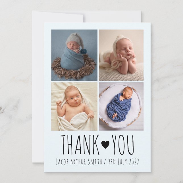 New baby thank you cards with photo, collage photo (Front)